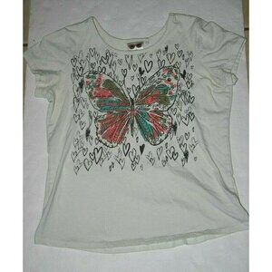 butterfly hearts shirt Belle Du Tour short sleeve white youth girls XL